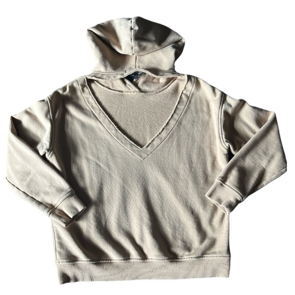 Hudson Jeans Back Cut out Cotton Hoodie Women’s Small Tan Camel Neutral Fall - Picture 12 of 16